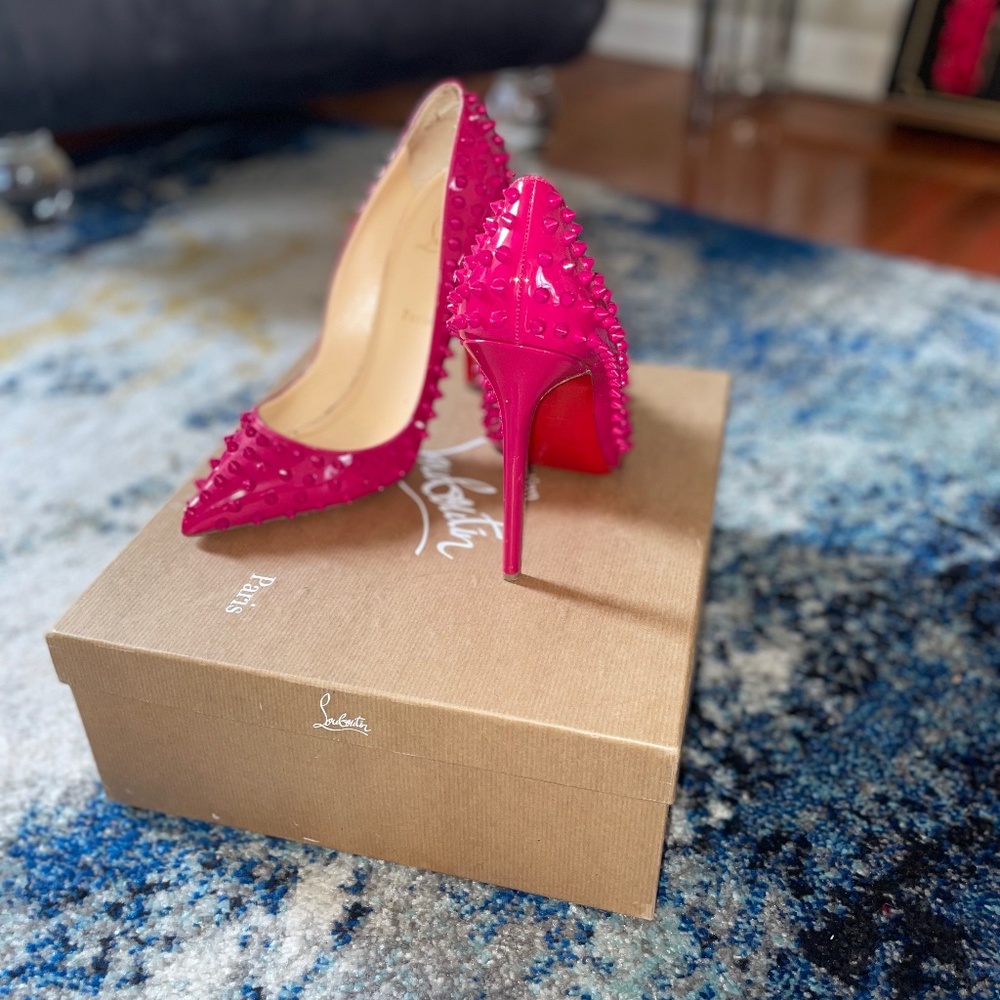 Christian Louboutin Pink Pigalle Spiked High Heel